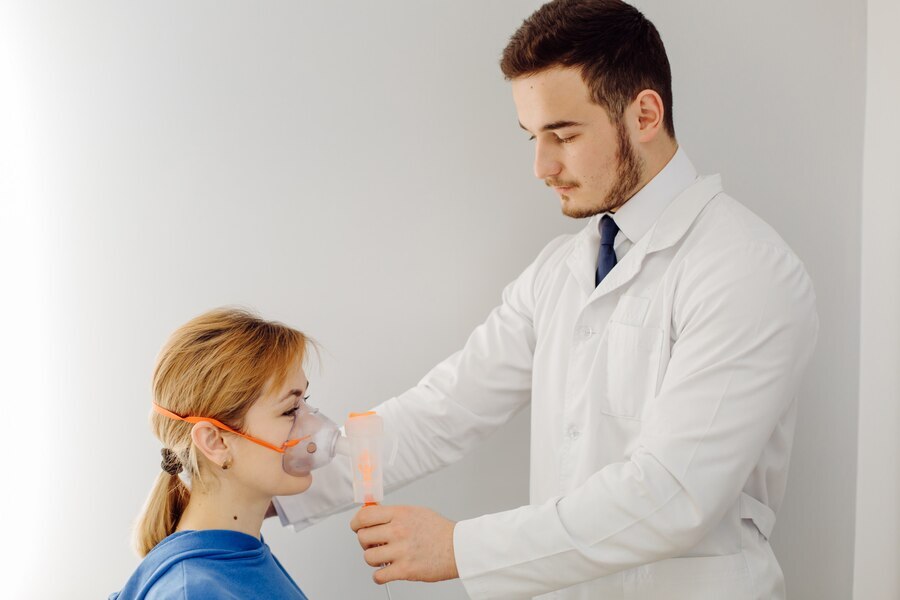 Doctor helping patient
